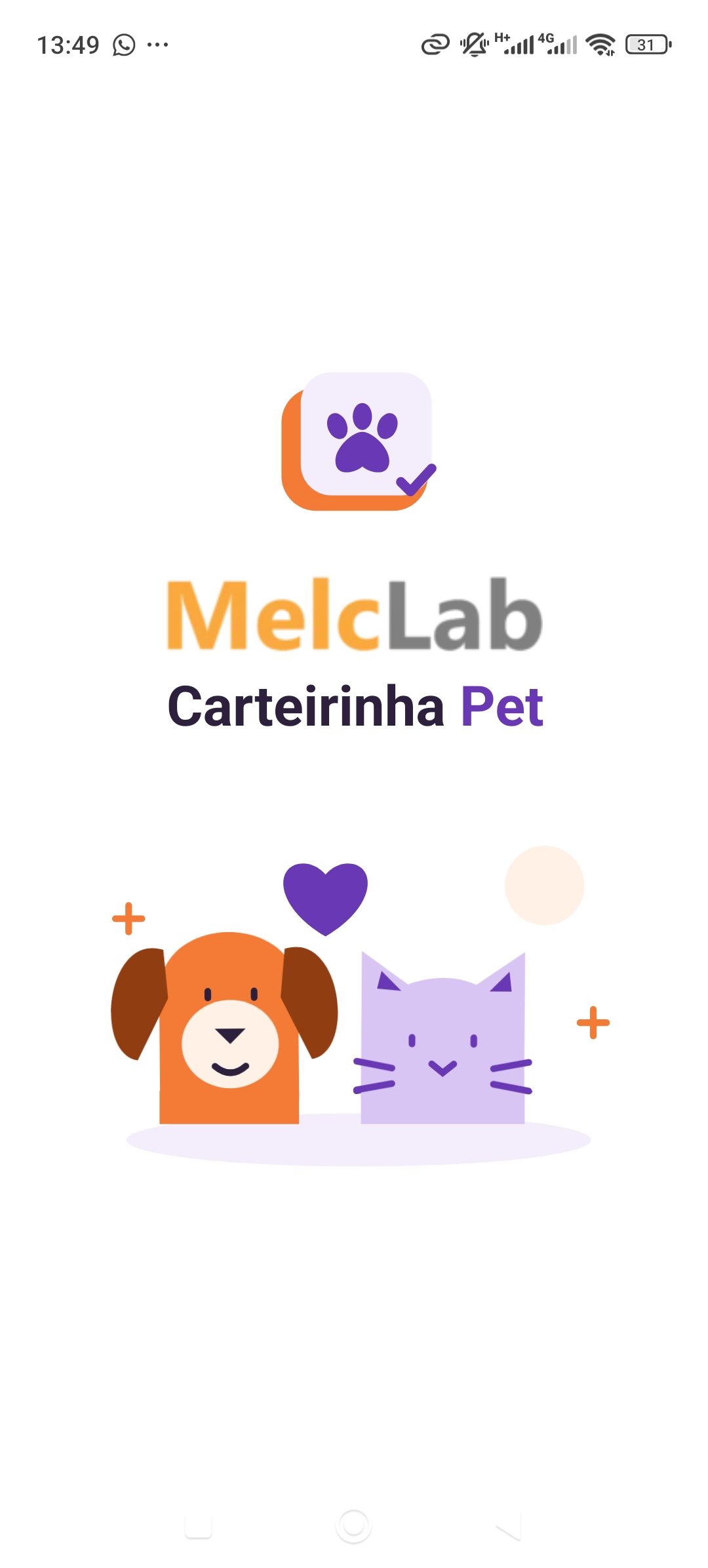 Tela de abertura do MelcLab Carteirinha Pet
