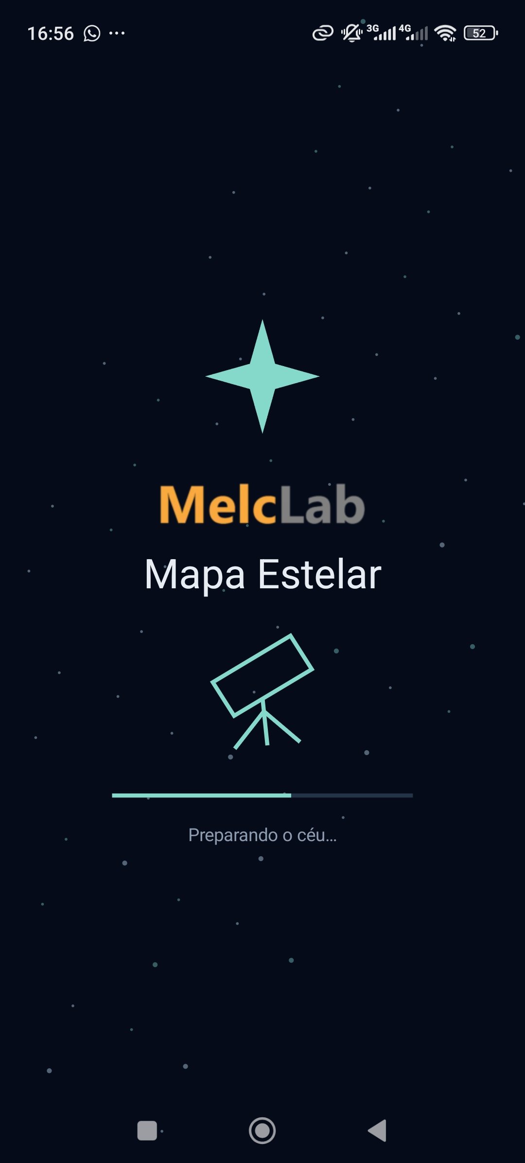 Tela de abertura do MelcLab Mapa Estelar.